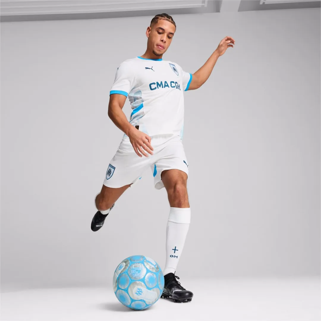 PUMA Korte Wedstrijd OM 2024/25 Voetbalshirt - XS - Wit/Zuurblauw