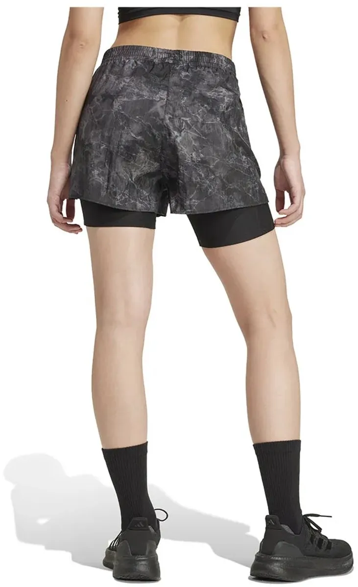 Adidas Own The Run Spray Dye 2in1 Korte Broek - XS - Grijs/Zwart