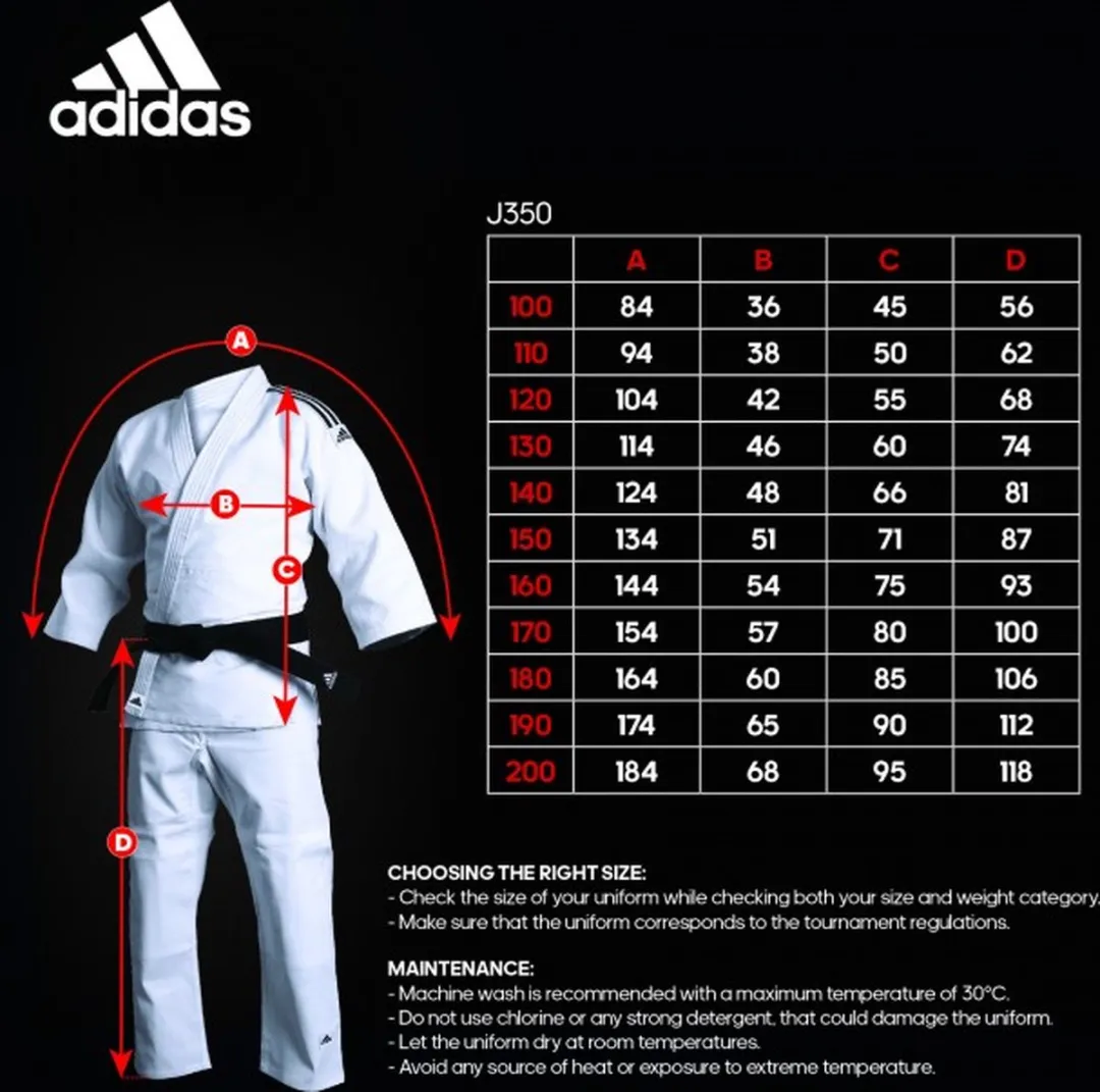 adidas J350 Judopak - Maat 130 - Wit