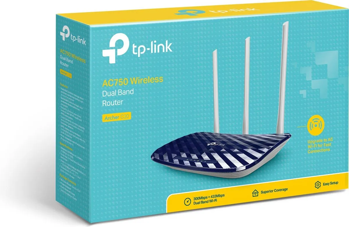 TP-Link Archer C20 Router 750 Mbps WiFi 5 - Nero
