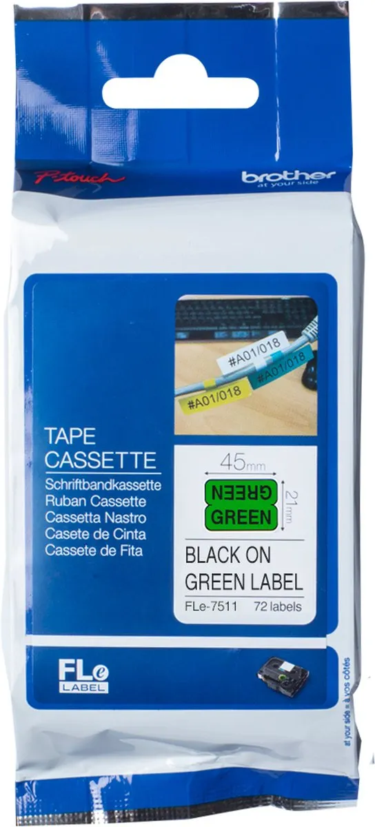 Brother FLe-7511 Labeltape - Gelamineerd Groen/Zwart - afbeelding 6 van 6