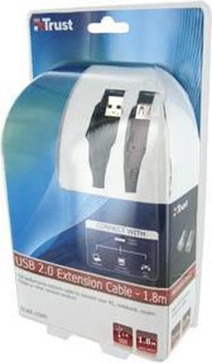 Trust USB 2.0 Verlengkabel 1.8m - Zwart