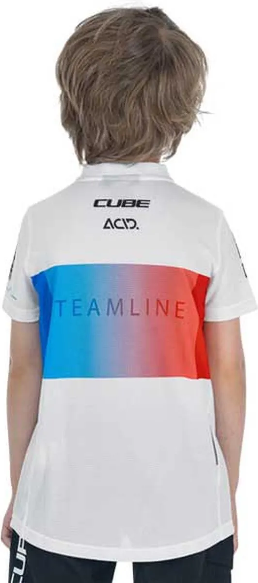 Cube Teamline Korte Mouw Wielertrui 2XL - Wit/Blauw/Rood
