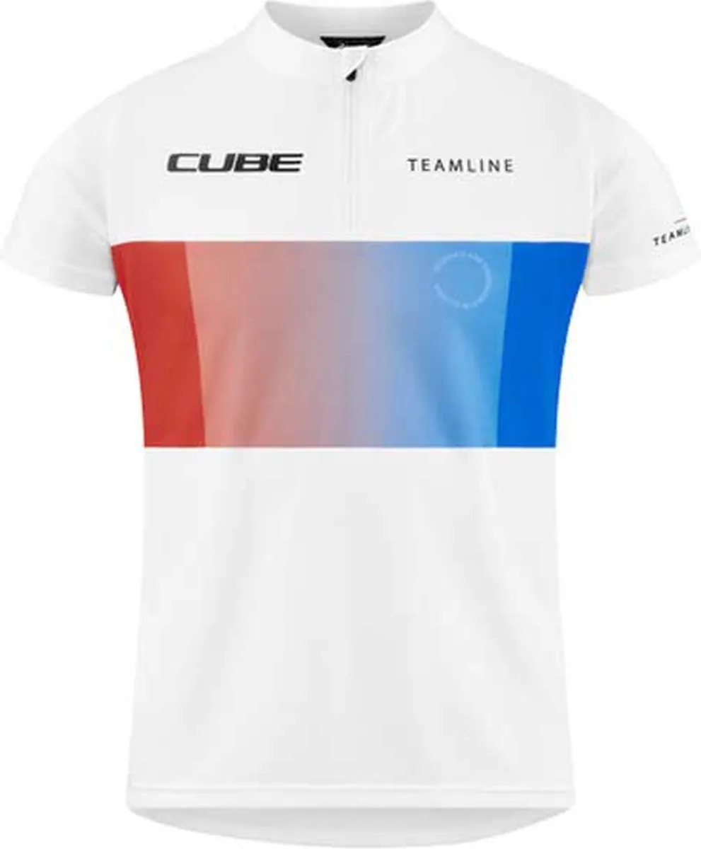 Cube Teamline Korte Mouw Wielertrui 2XL - Wit/Blauw/Rood