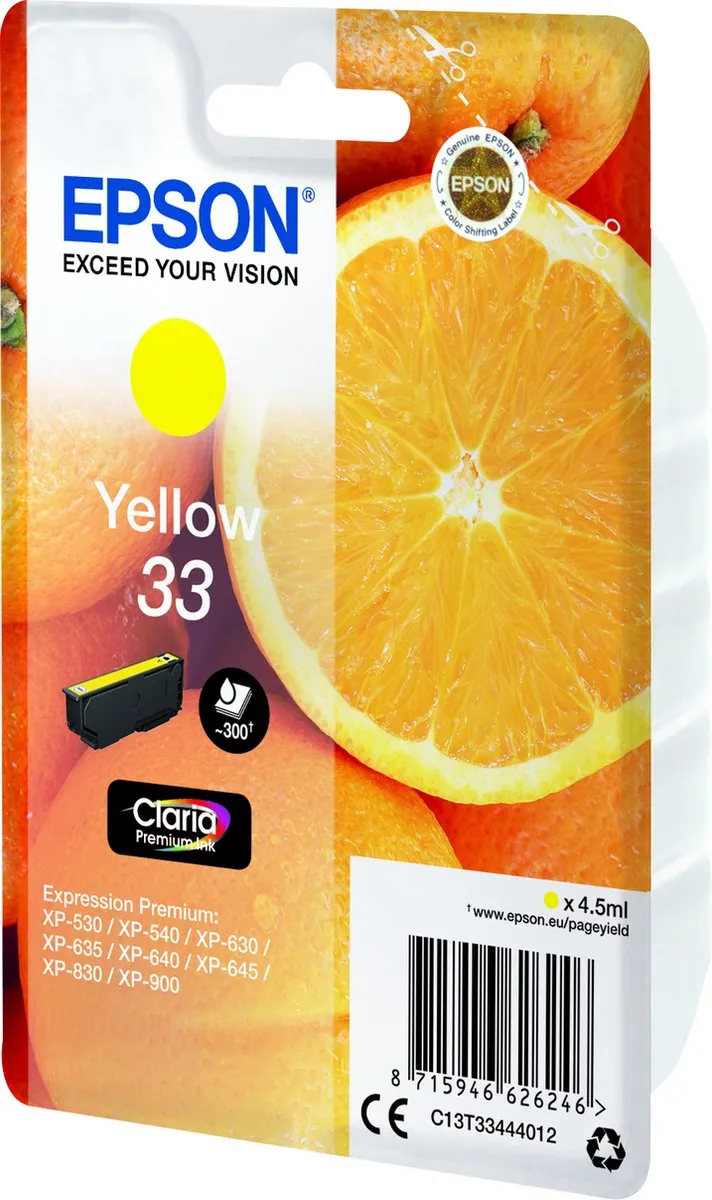 Epson T33 Compatible Inktcartridge Geel C13T33444010