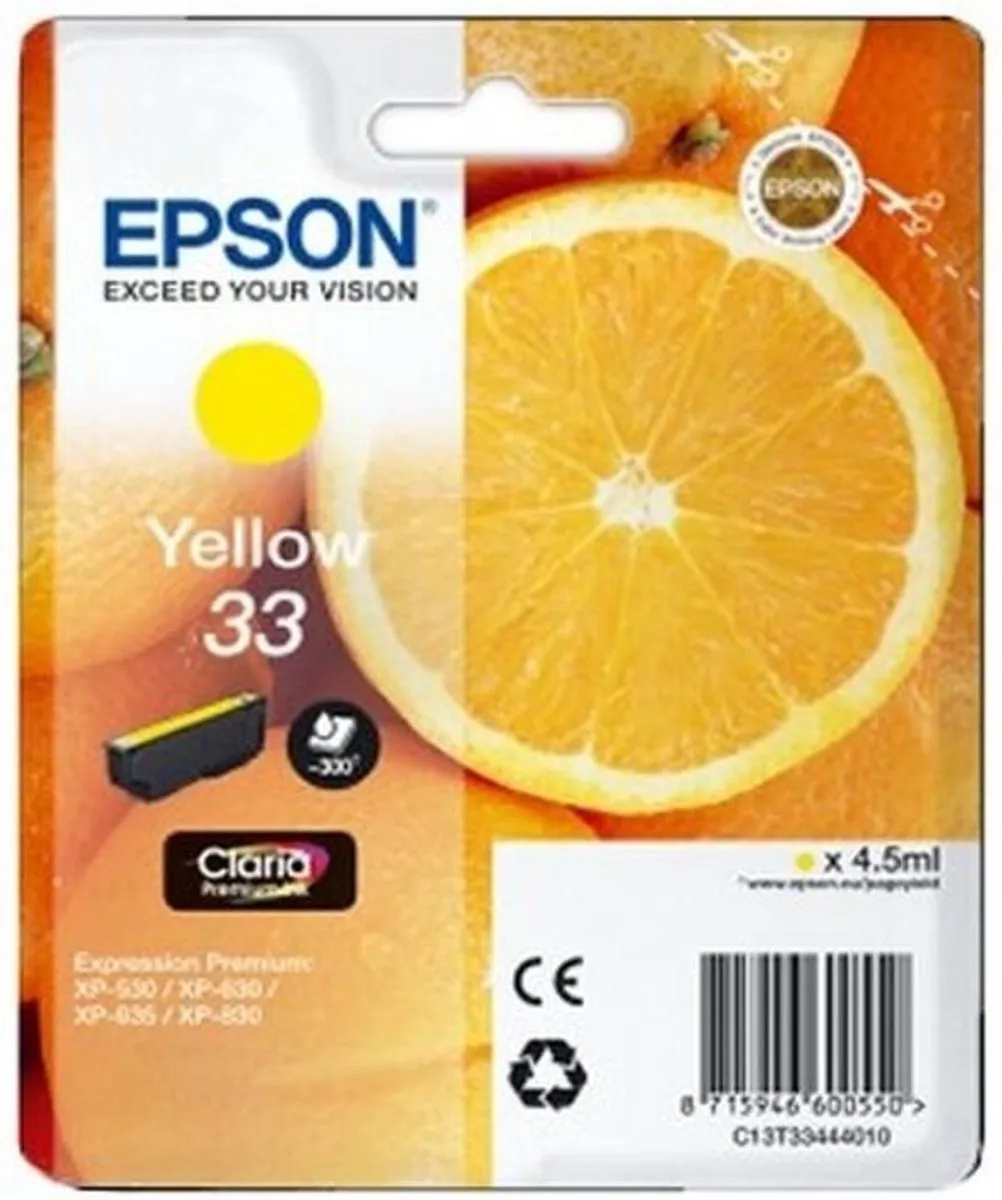 Epson T33 Compatible Inktcartridge Geel C13T33444010