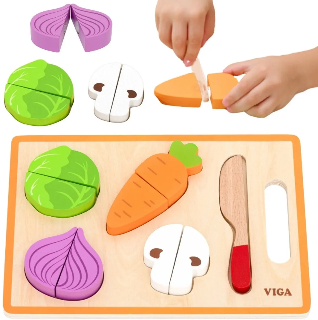 Viga Houten Montessori Groenten Snijpuzzel
