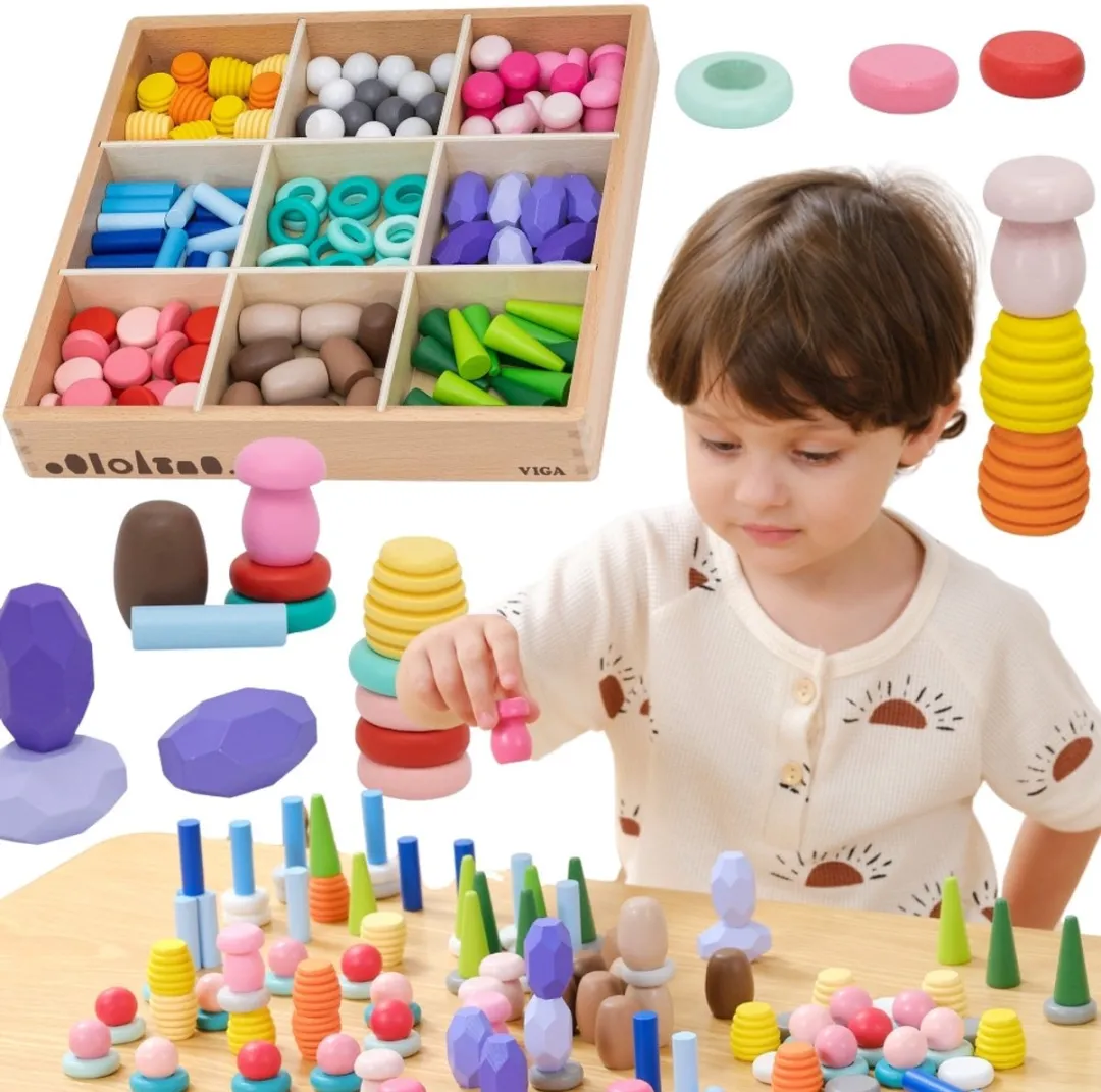 Viga Houten Montessori Blokken 141 Stuks