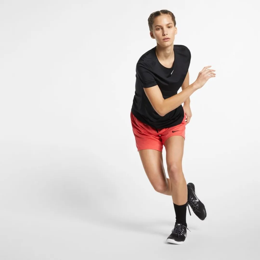 Nike Pro Sportshirt Dames L - AO9951-010 - Zwart/Wit