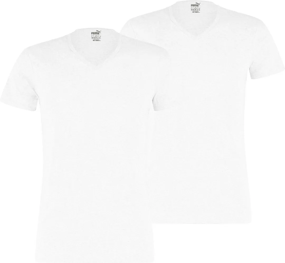 PUMA Basic 2P V-Neck Sportshirt Heren - Wit - L