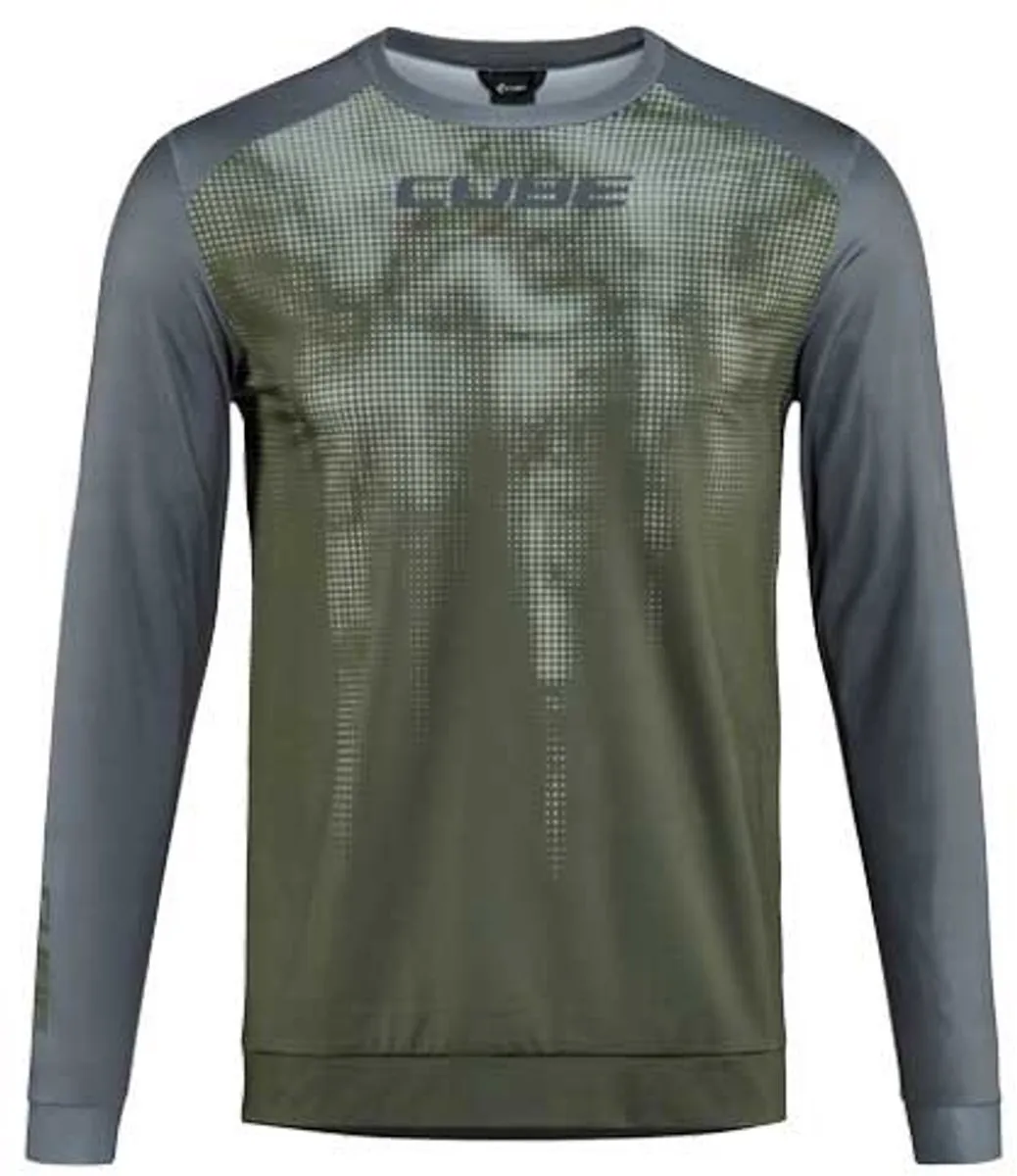 Cube Atx Tm Langarm Enduro Trui - L - Olive/Grijs