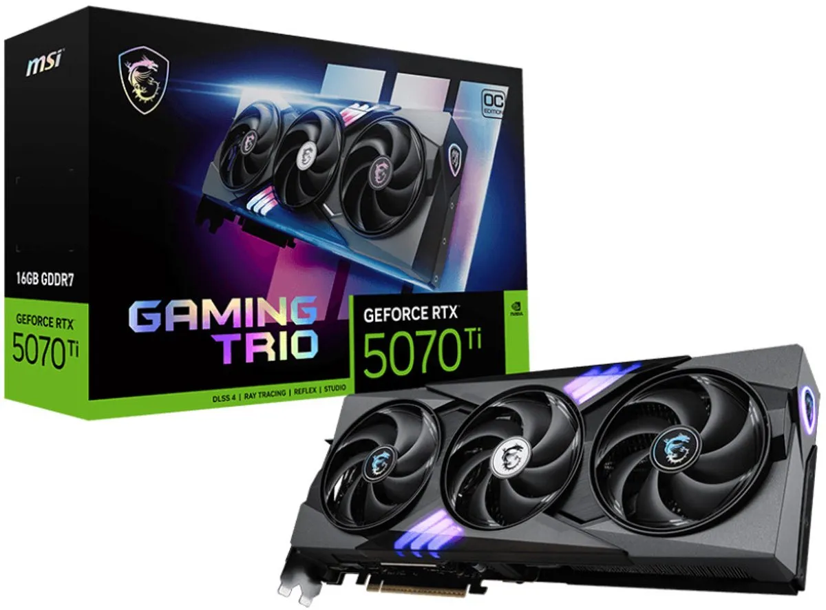 MSI NVIDIA GeForce RTX 5070 Ti GAMING TRIO 16G OC - Videokaart - 16GB - GDDR7 - PCIe 5.0 - 1x HDMI 2.1b - 3x DisplayPort 2.1a