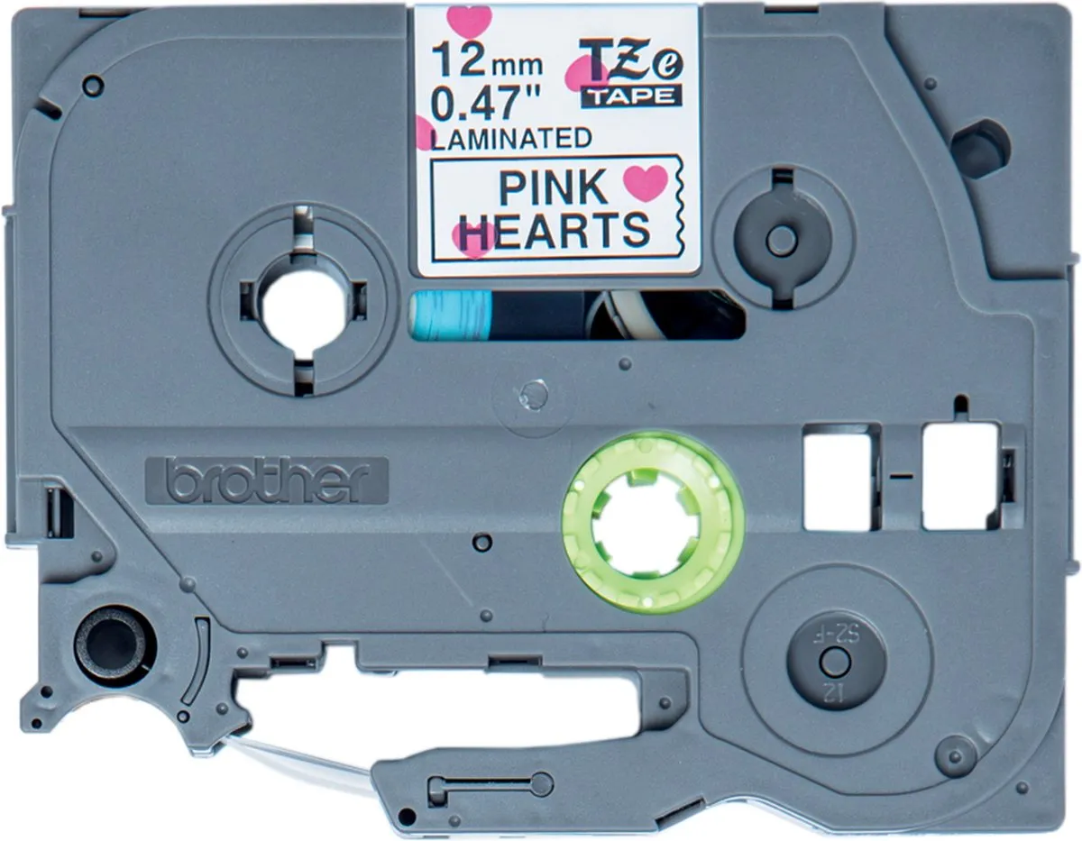 Brother TZe-MPPH31 Labeltape - Wit met roze harten 12mm 4m