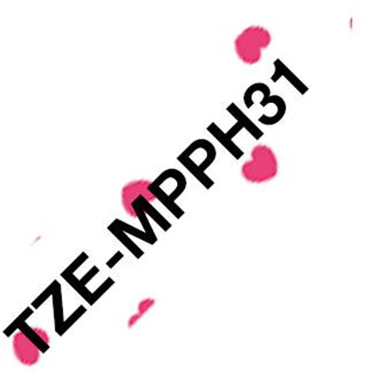 Brother TZe-MPPH31 Labeltape - Wit met roze harten 12mm 4m