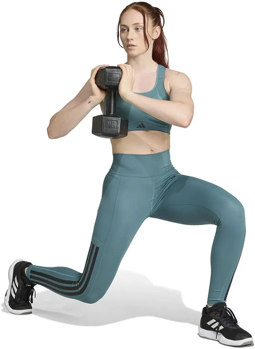 Adidas Optime 3 Stripes Leggings - Grijs Teal S