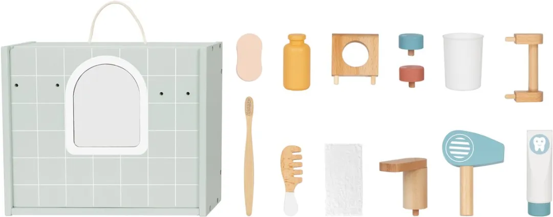 Tooky Toy Badkamer Speelset Mini - Hout Meerkleurig