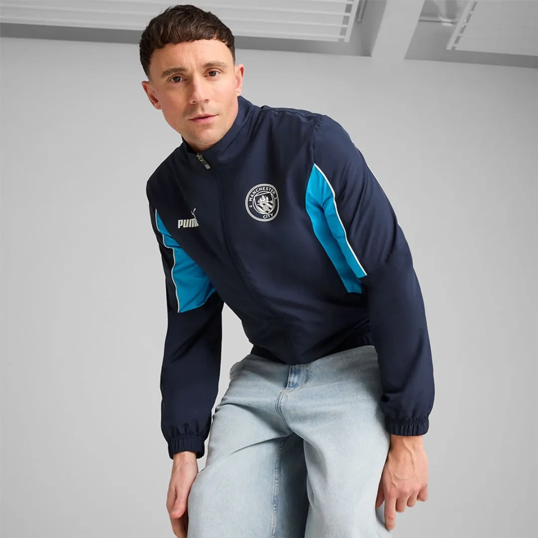 PUMA Manchester City FC Football Archive Sweatshirt - L - Navy/Team Light Blue