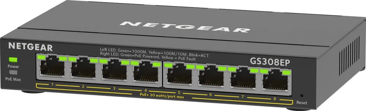Netgear GS308EP Plus Managed PoE Switch 8 Poorten - 62W