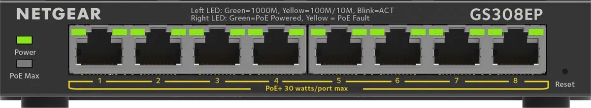 Netgear GS308EP Plus Managed PoE Switch 8 Poorten - 62W