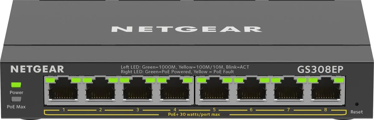 Netgear GS308EP Plus Managed PoE Switch 8 Poorten - 62W - afbeelding 6 van 6