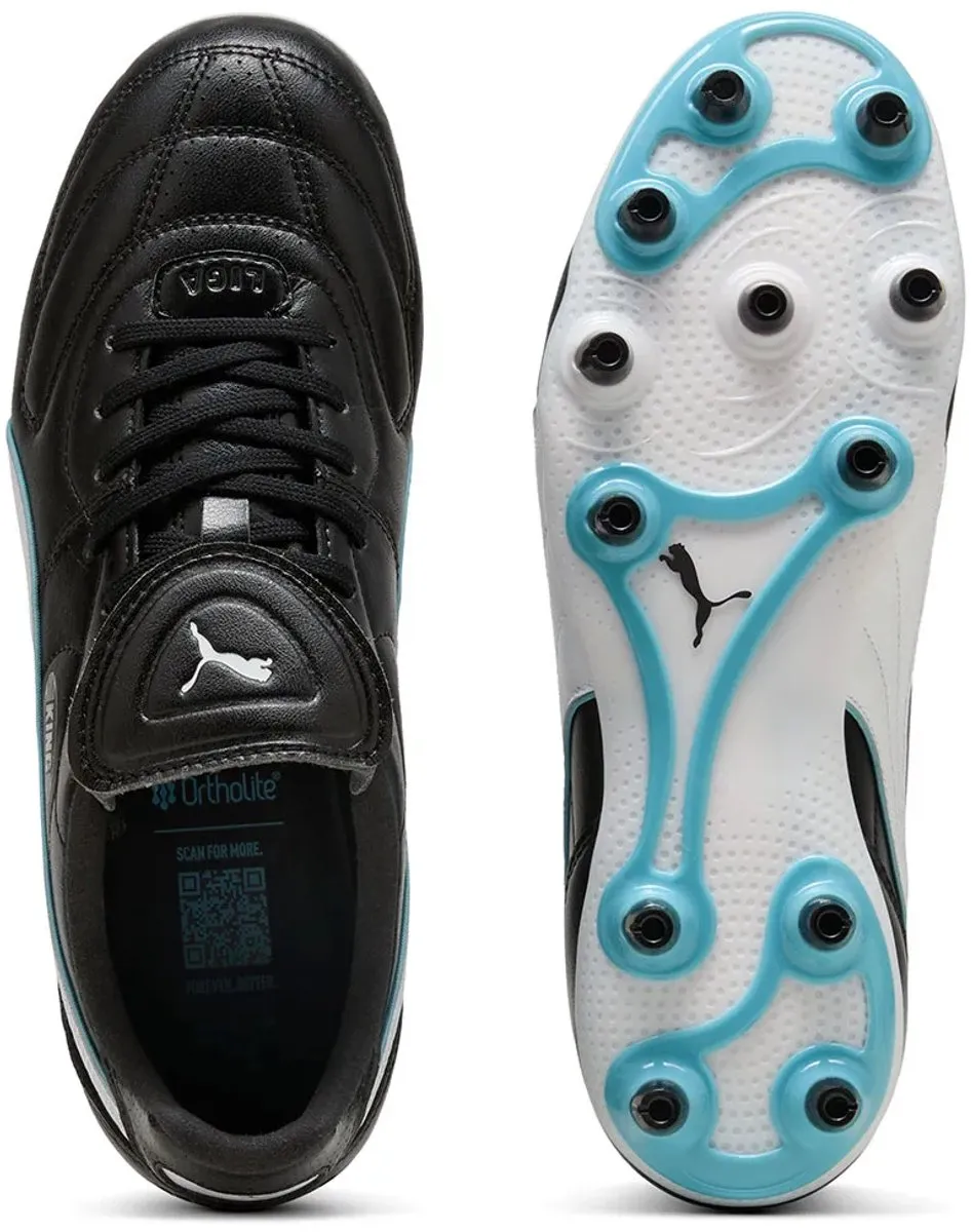 PUMA King Liga FG/AG Voetbalschoenen Dames - 40 - Zwart/Wit/Aqua