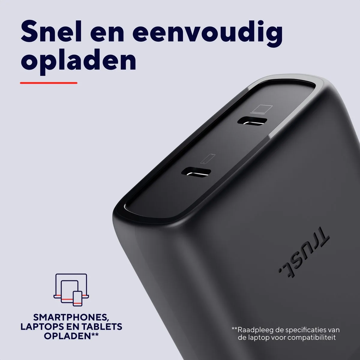 Trust Maxo 65W GaN USB-C Oplader 25525 - 2x USB-C - 65W - Zwart