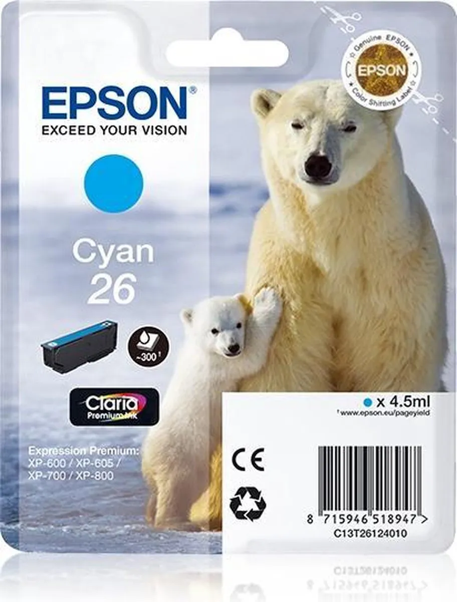 Epson C13T26124010 Cyaan Inktcartridge - 300 Pagina's