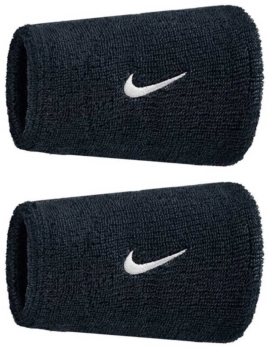 Nike Swoosh Classic Polsband - 2 Stuks - Zwart