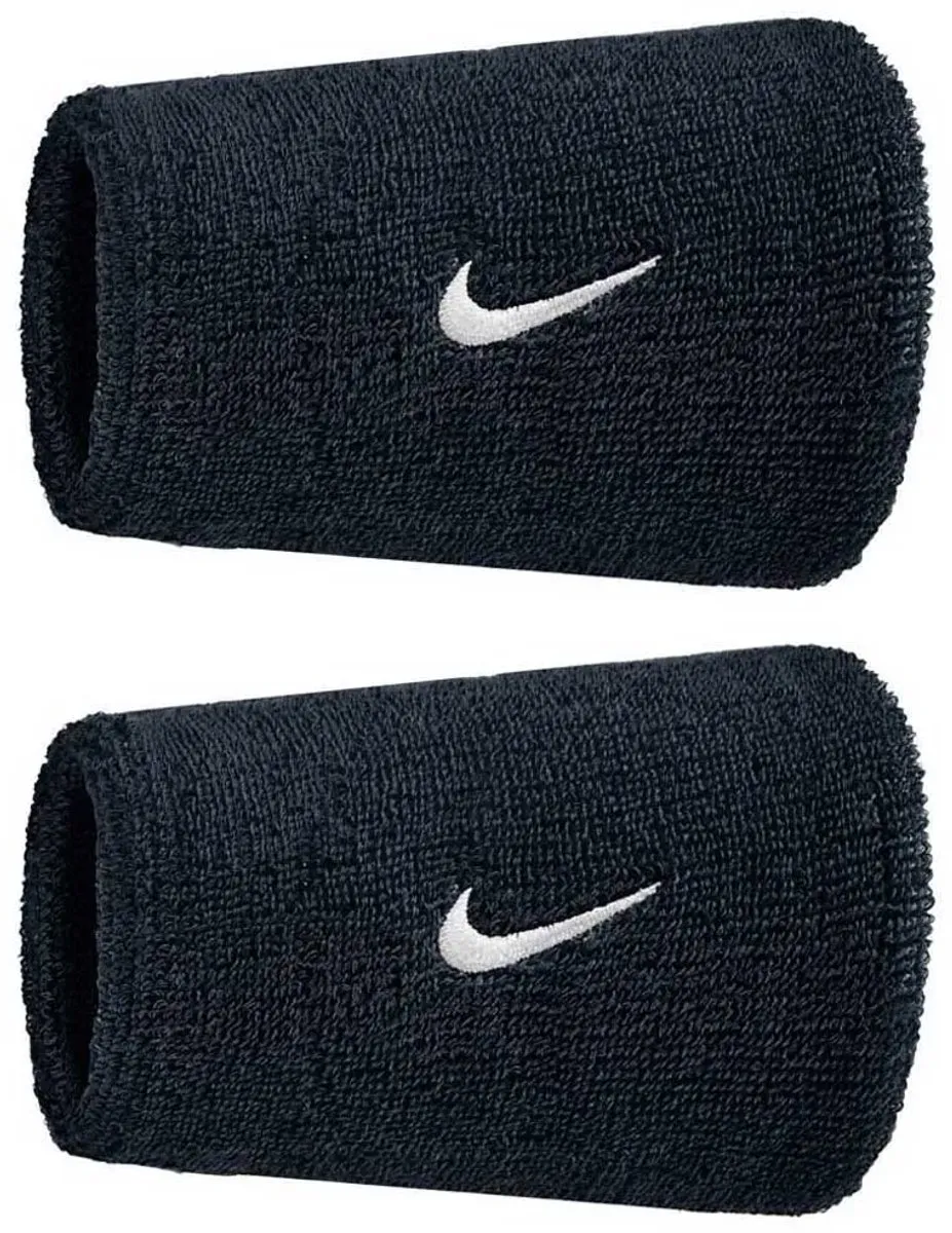 Nike Swoosh Classic Polsband - 2 Stuks - Zwart