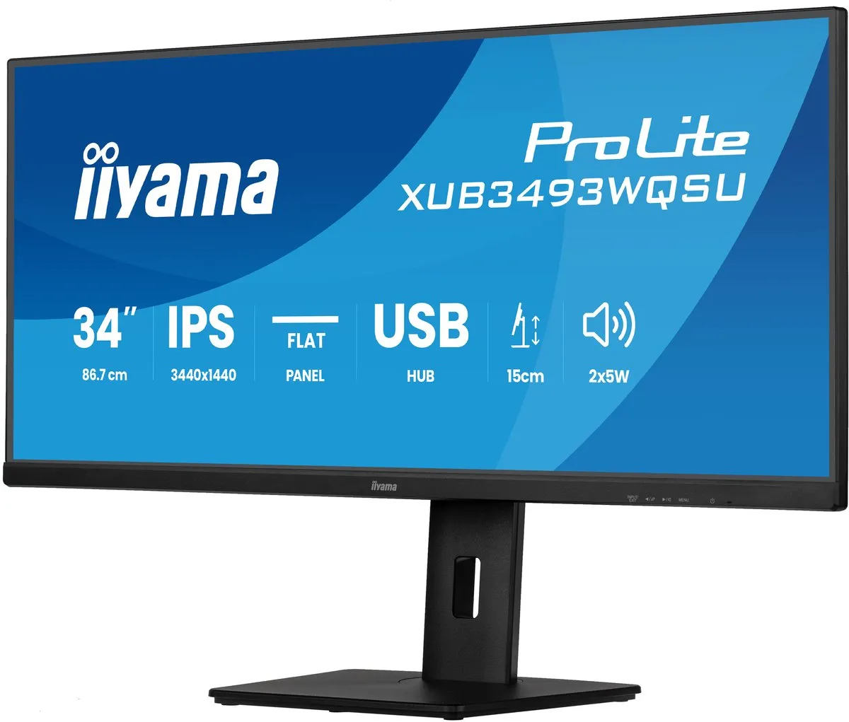 iiyama ProLite XUB3493WQSU-B6 34 inch WQHD IPS Monitor - USB-Hub 4x