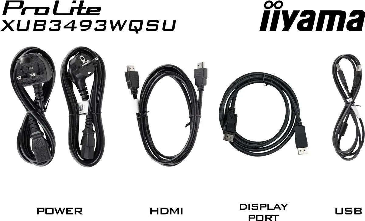 iiyama ProLite XUB3493WQSU-B6 34 inch WQHD IPS Monitor - USB-Hub 4x