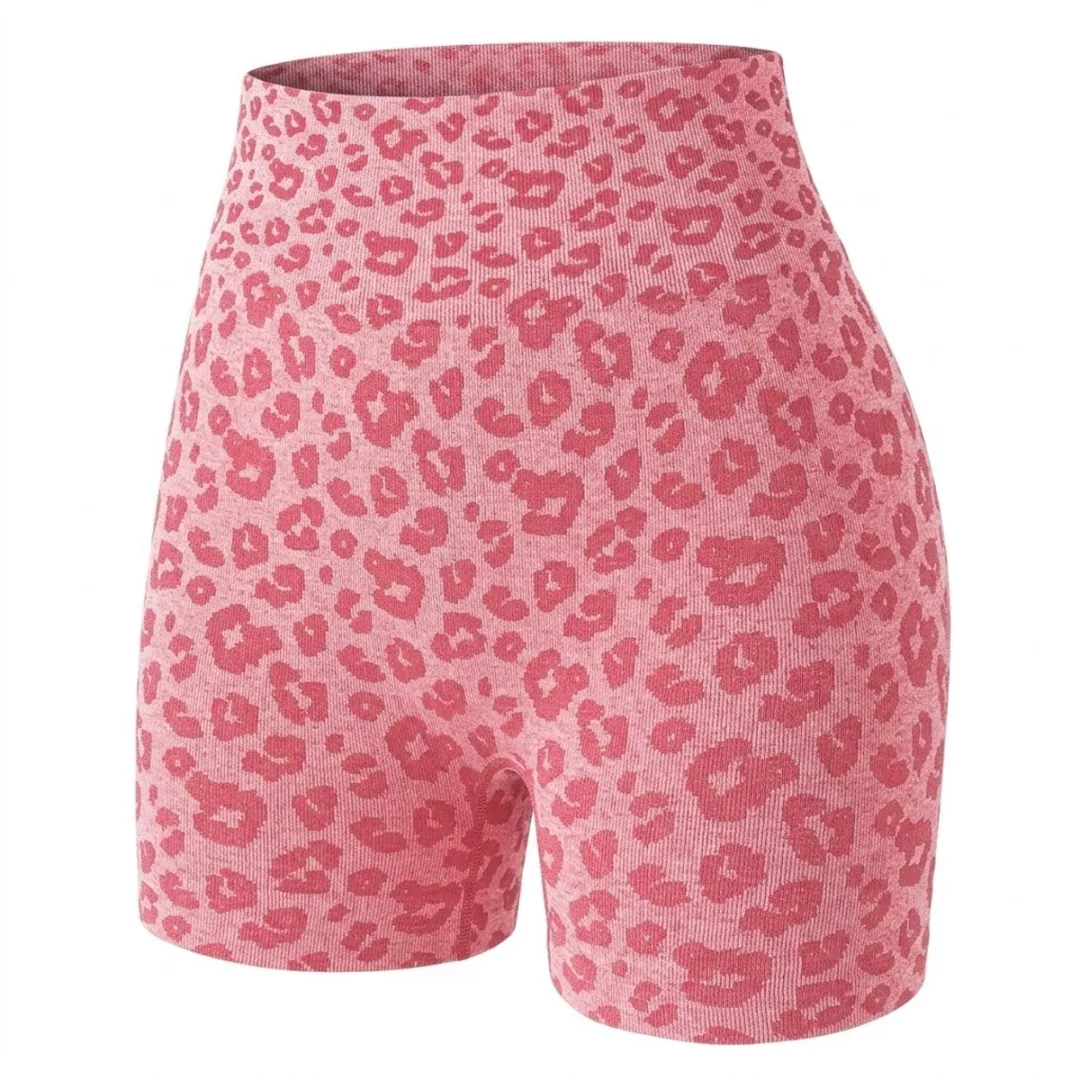 NuveX Fel Roze Luipaardprint Yoga Short