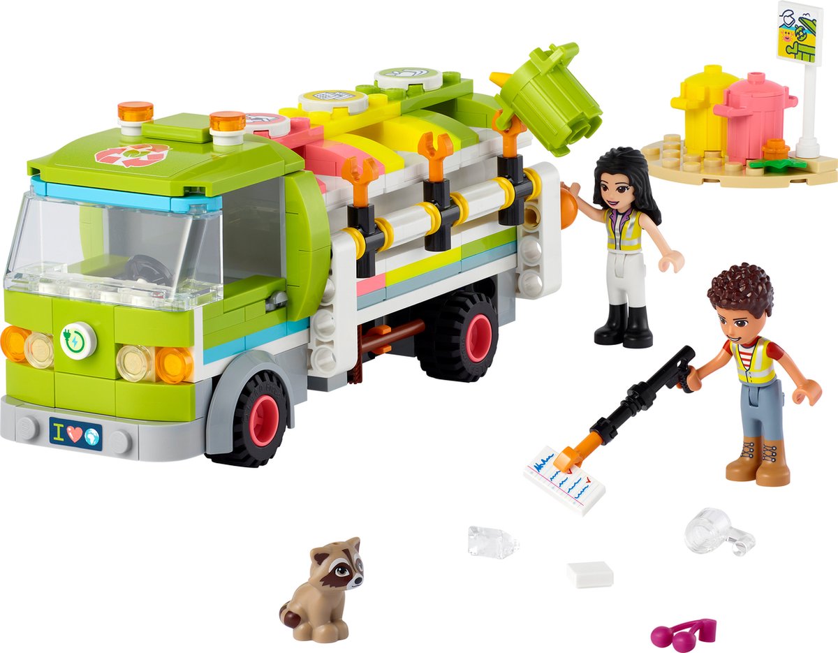 LEGO 41712 Friends Recycle vrachtwagen Set met Vuilniswagen, Afvalcontainers en Minipoppetjes, Educatief Speelgoed voor Kinderen vanaf 6 Jaar