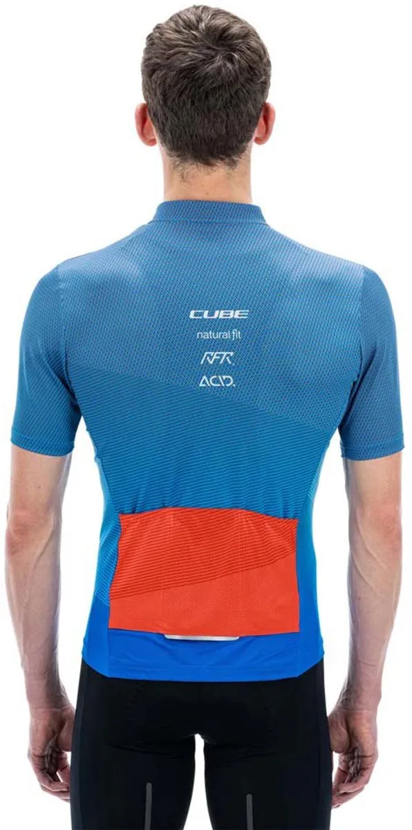 Cube Teamline Cmpt Korte Mouw Wielertrui M - Blauw/Rood/Grijs