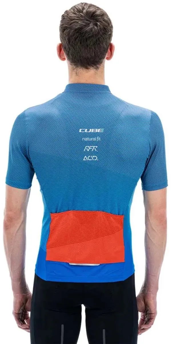 Cube Teamline Cmpt Korte Mouw Wielertrui M - Blauw/Rood/Grijs