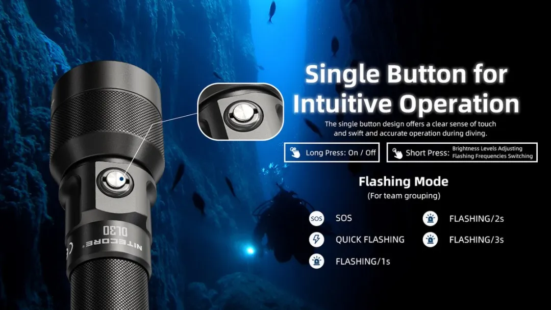 Nitecore DL30 Duiklamp - 5300mAh - Zwart
