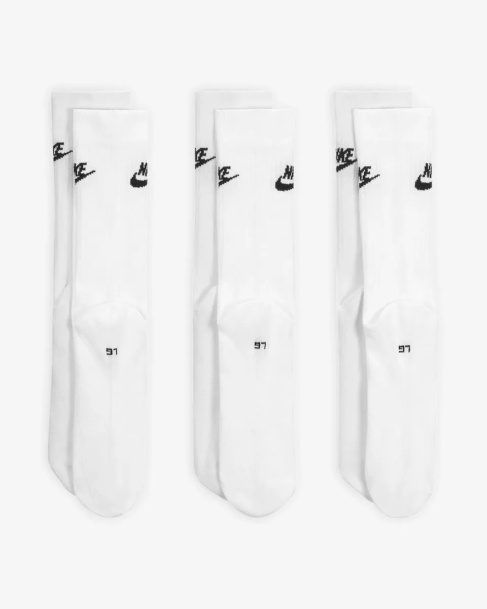 Nike Everyday Cushion Crew Sokken DX5025-100 - 3 Stuks - Wit/Zwart