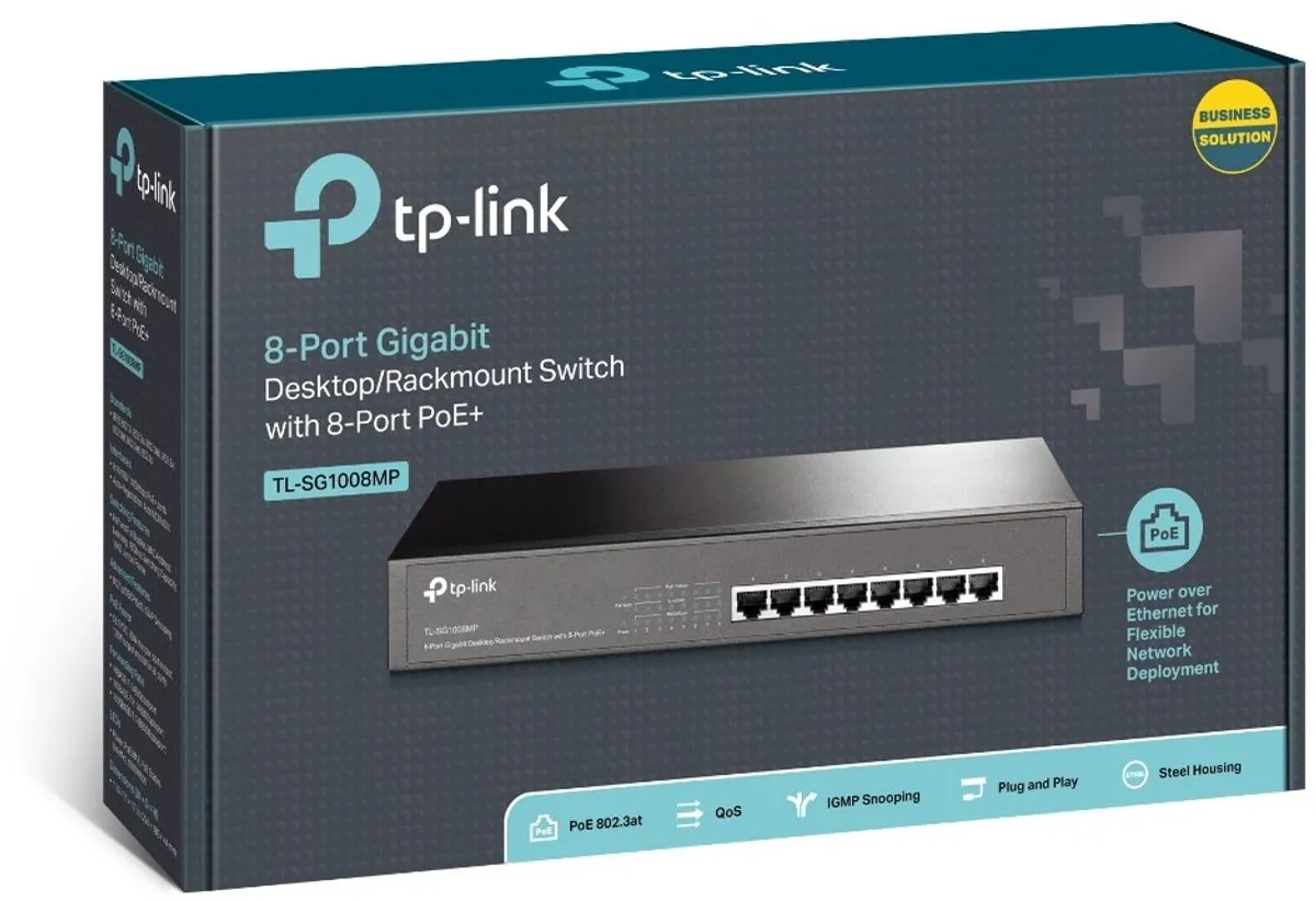 TP-Link TL-SG1008MP Netwerkswitch 8 PoE+ Poorten - 65W - Zwart - afbeelding 6 van 6