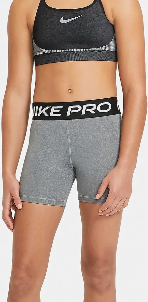 Nike Pro Short Junior DA1033-091 - Maat 128 - Grijs/Zwart