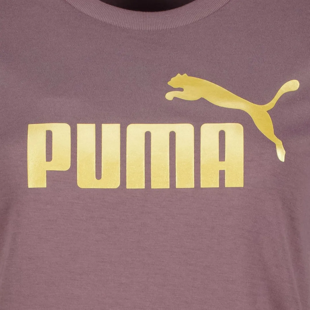 PUMA ESS Metallic No. 1 Logo Dames Sport T-shirt - L - Paars