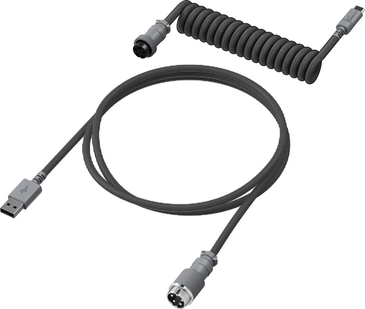 HyperX - USB-C Kabel - Spiraalontwerp - Grijs