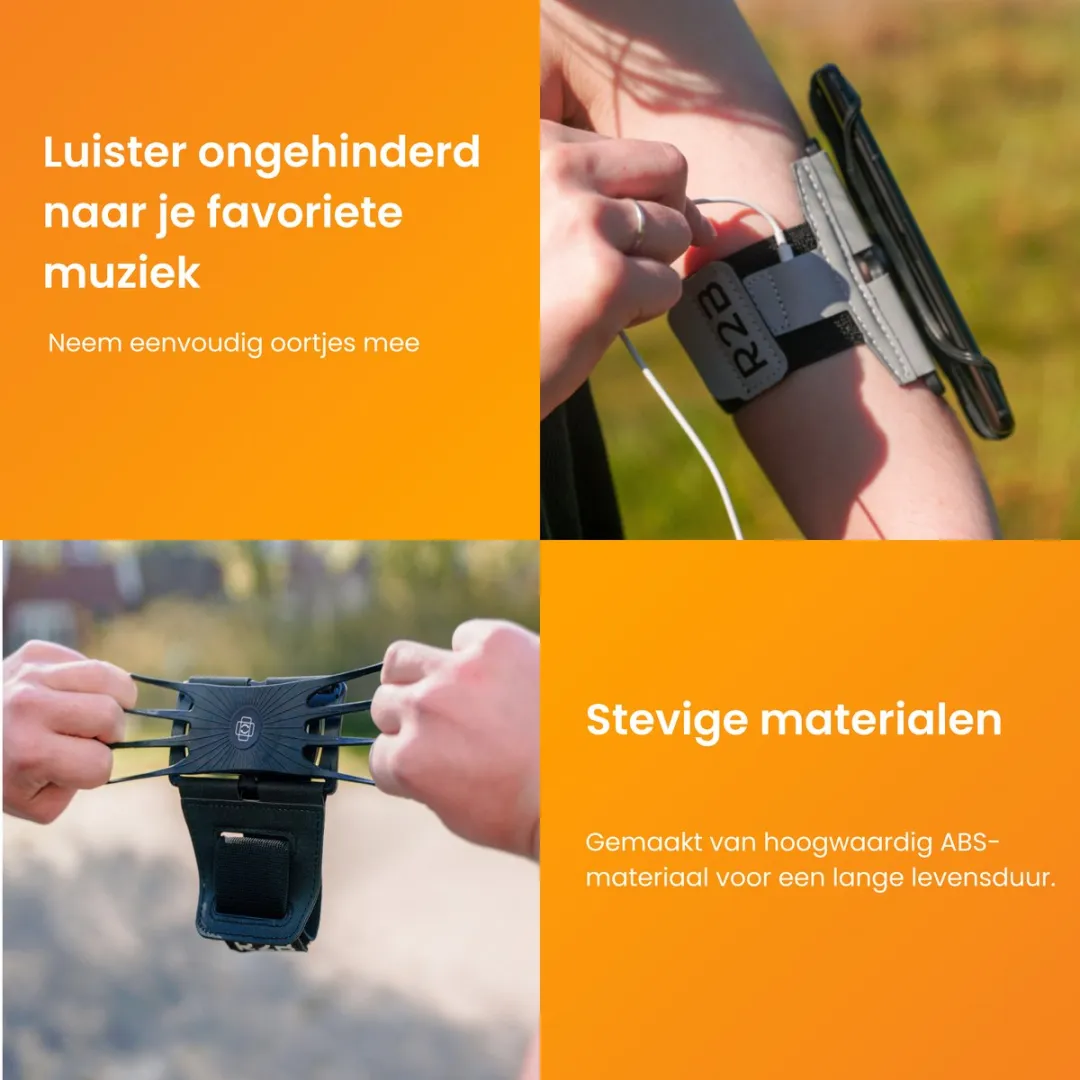 R2B Hardloop Telefoonhouder Hengelo - 360° Rotatie - Zilver