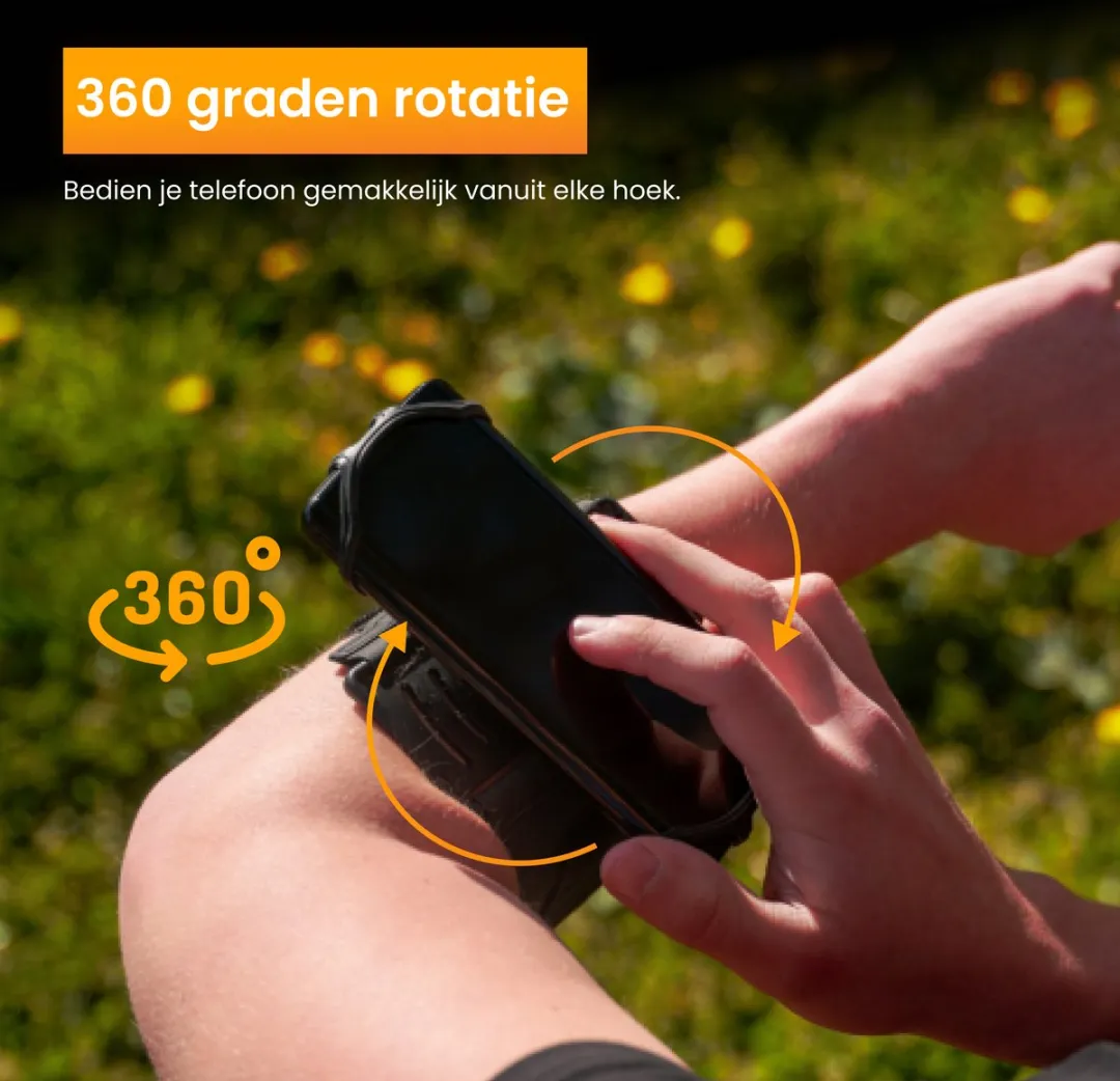 R2B Hardloop Telefoonhouder Hengelo - 360° Rotatie - Zilver