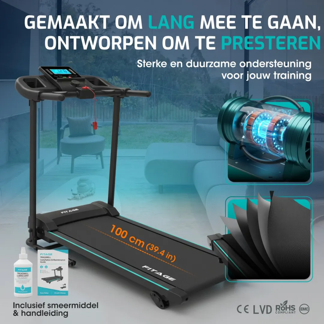 FITAGE Loopband FITAGE-16 - 12km/u - 16 Programma's - Zwart - afbeelding 6 van 6