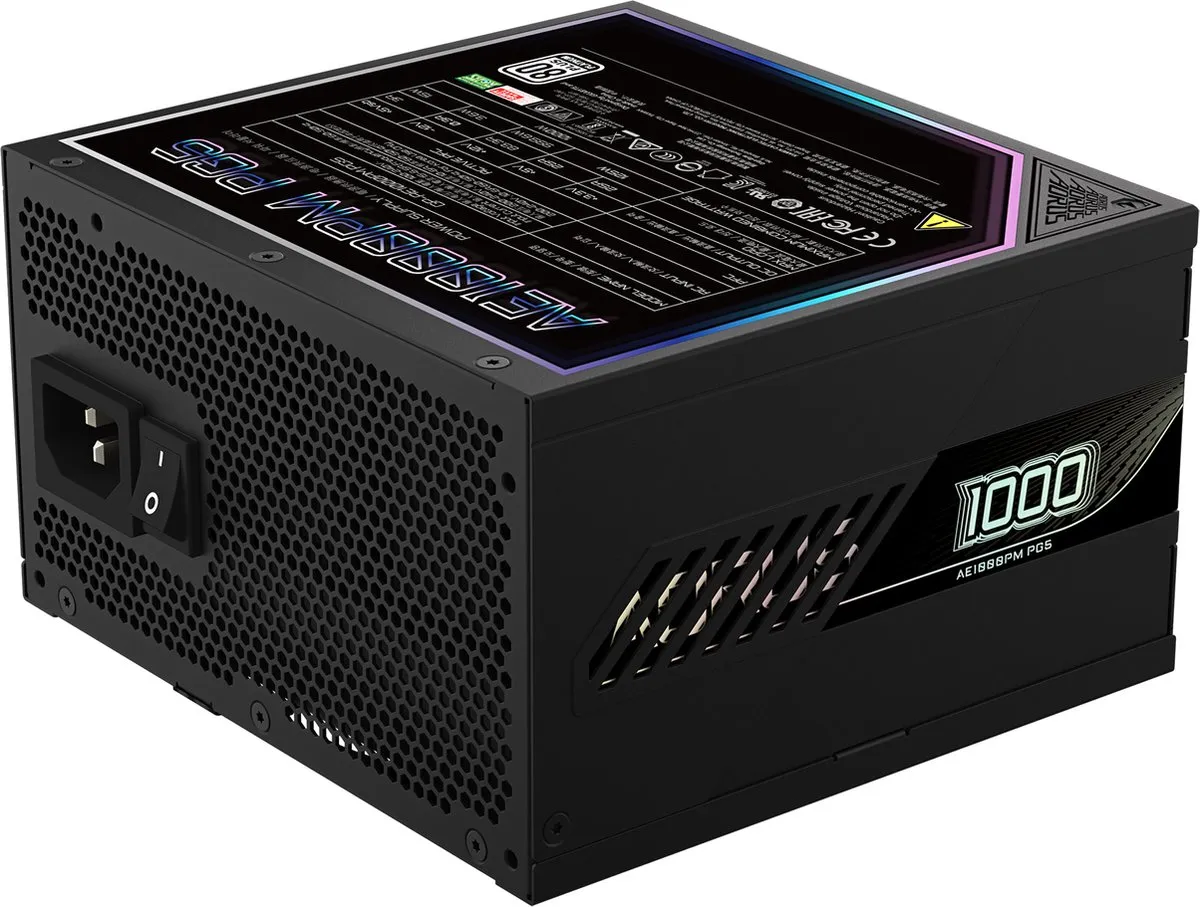 Gigabyte Aorus Elite Platinum GP-AE1000PM PG5 Voeding - 1000W - Zwart
