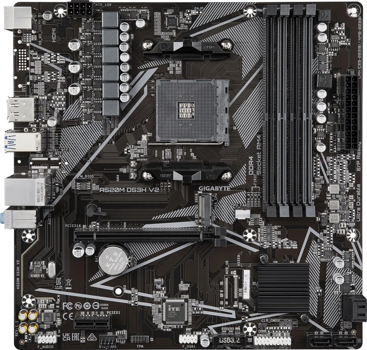 Gigabyte A520M DS3H V2 AM4 Micro-ATX Moederbord
