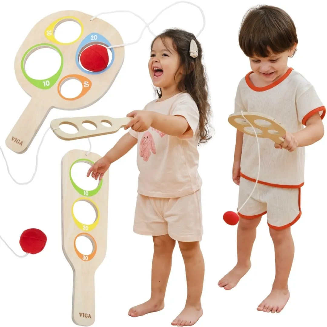 Viga Houten Catch The Ball Scoring Paddle Set