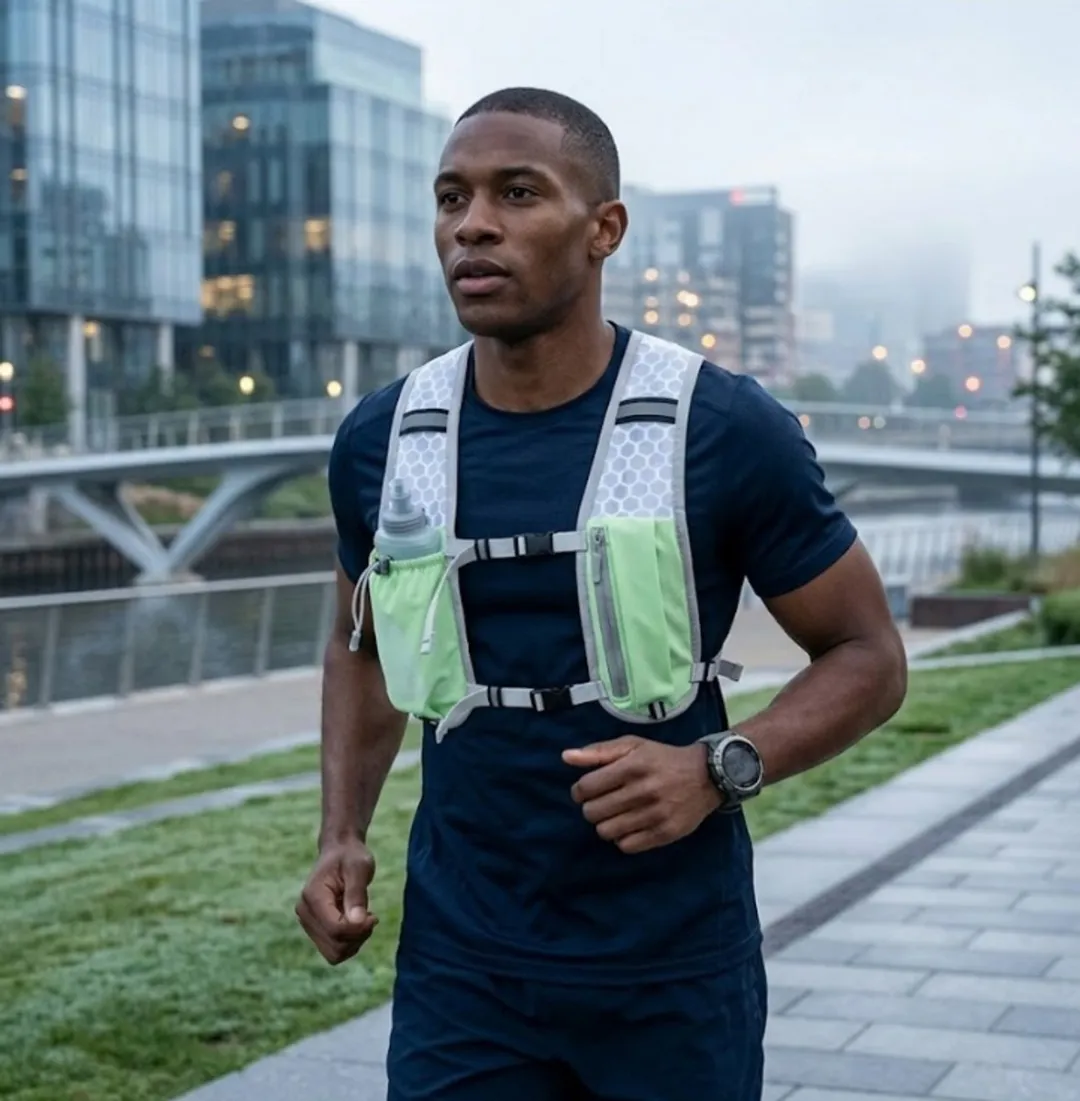 NUVEX Reflecterend Hardloopvest Wit Groen - One Size