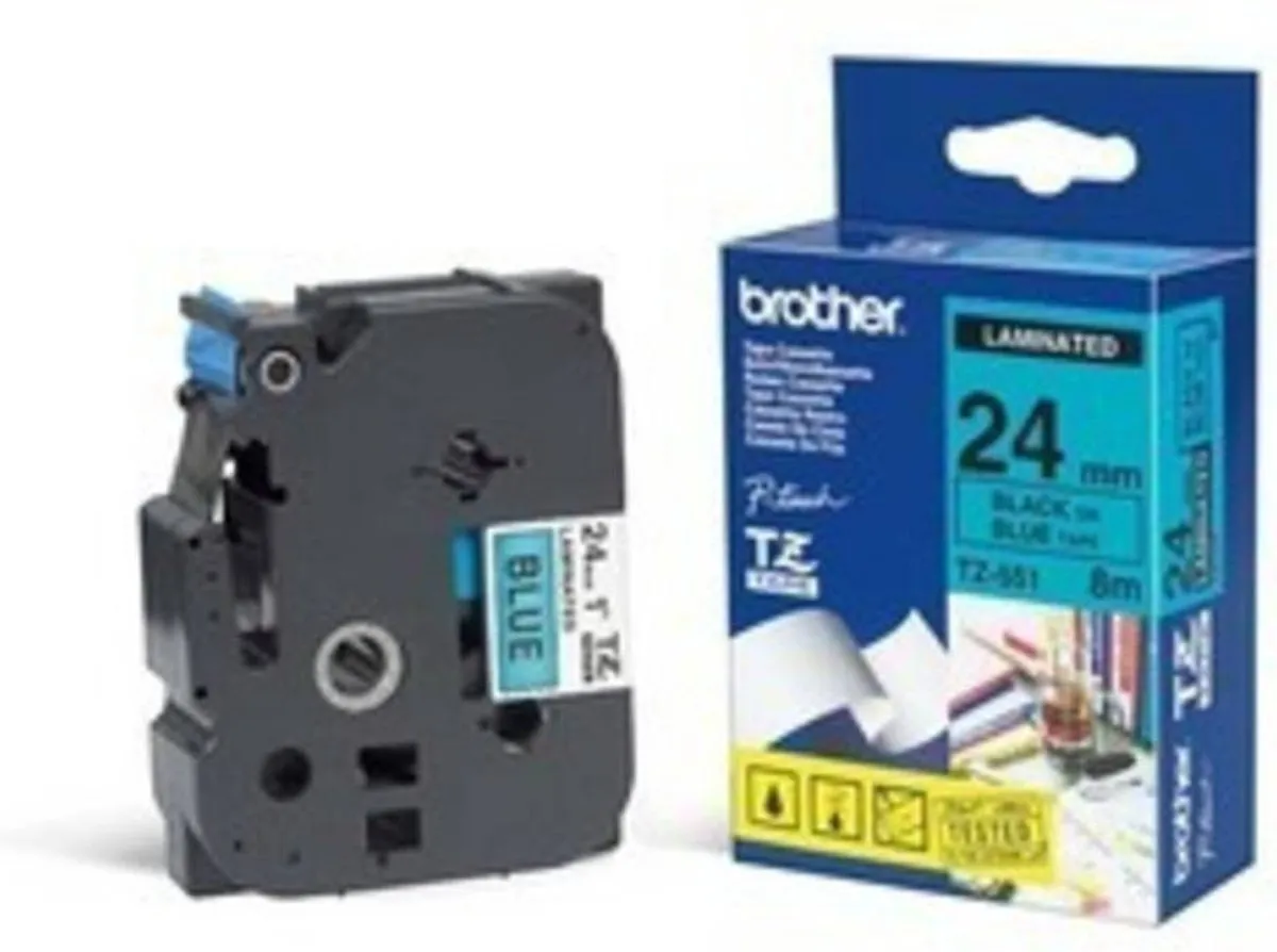 Brother TZE551 Tape 24mm - Zwart op blauw - 8m