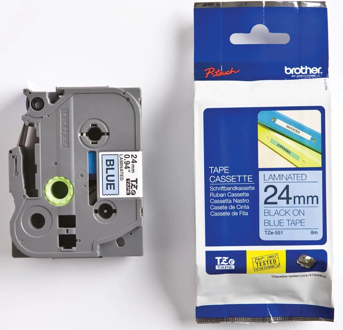 Brother TZE551 Tape 24mm - Zwart op blauw - 8m
